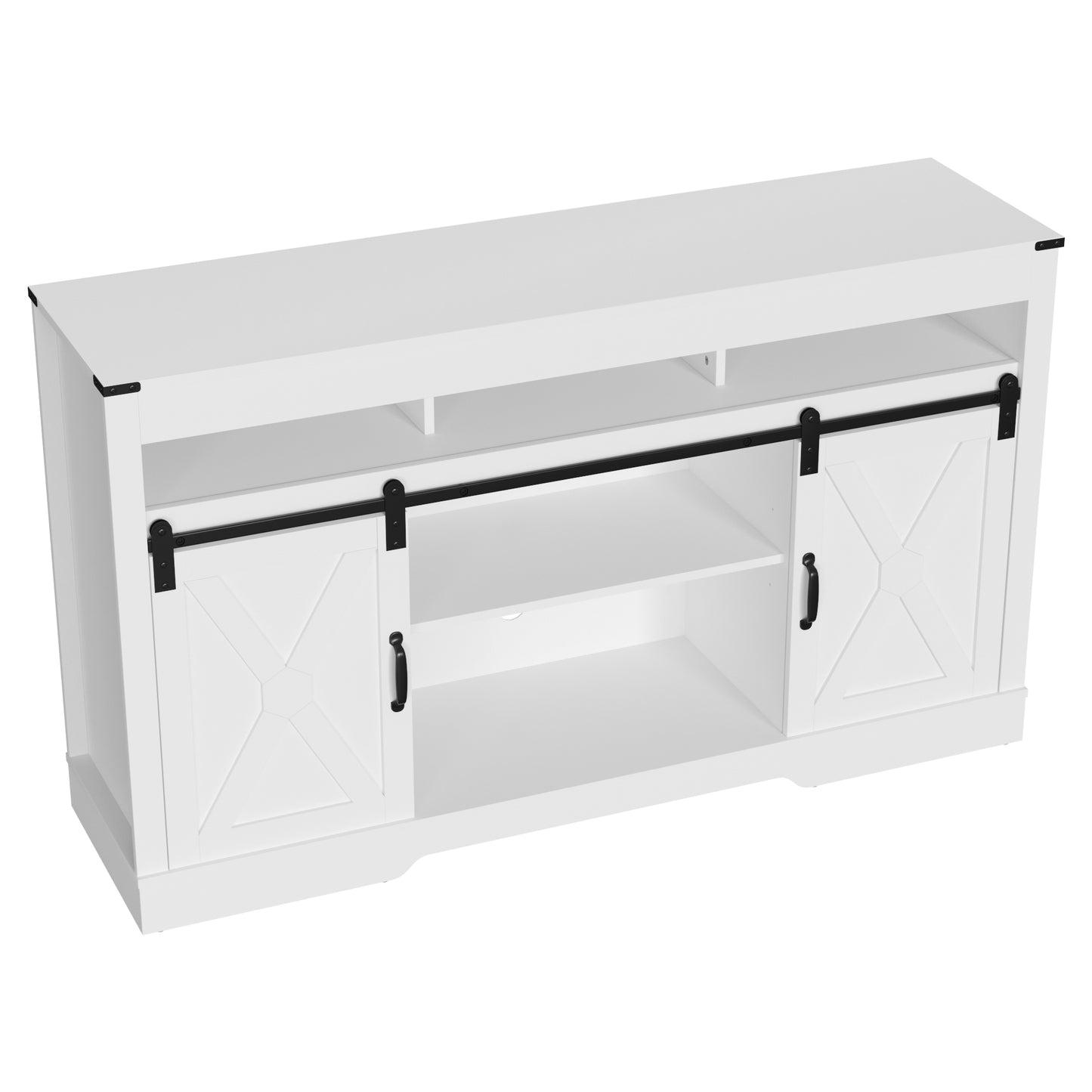 1st Choice 58" Farmhouse Double-Door Three-Layer TV Cabinet in White