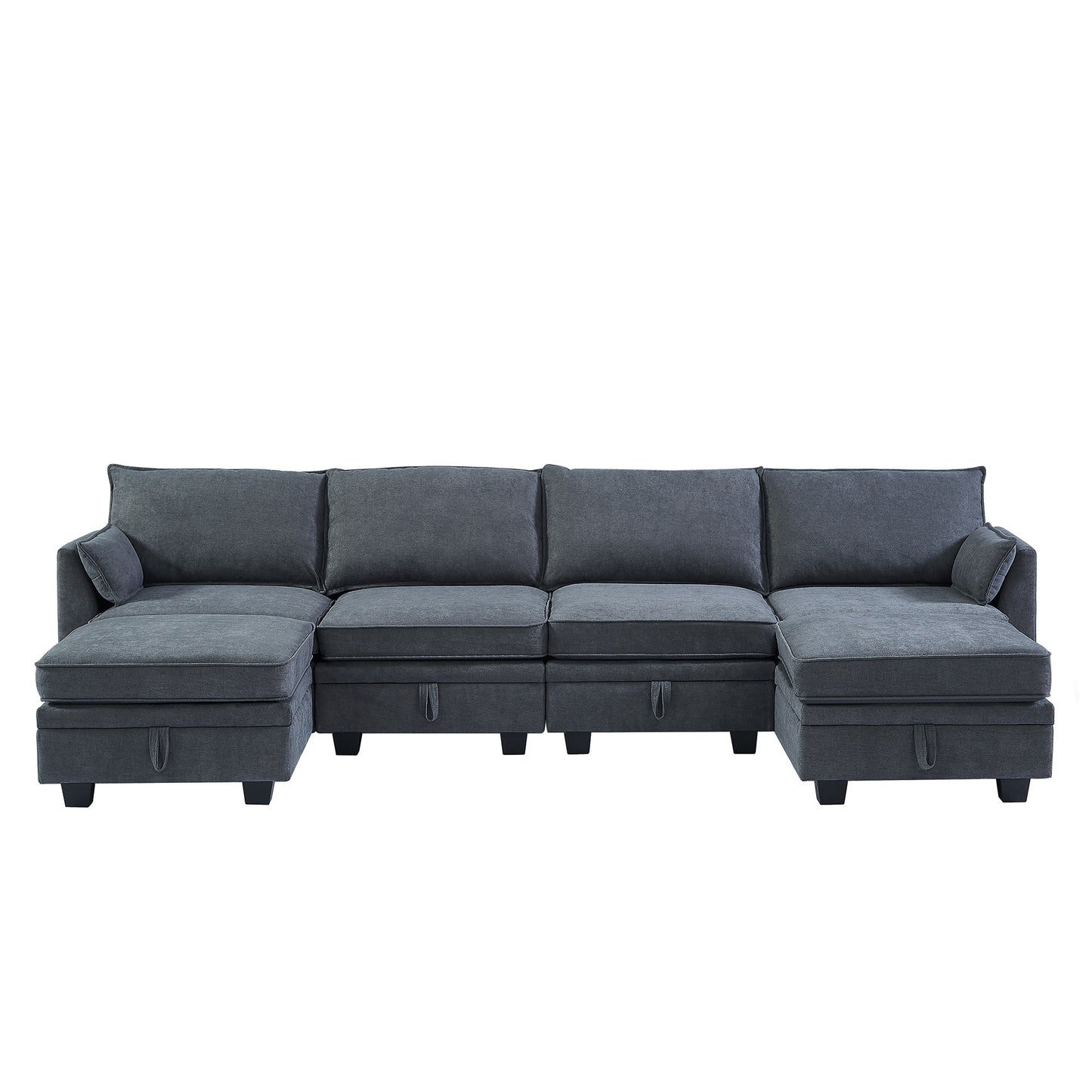 1st Choice Luxury Modern Living Room Large U-Shape Sectional Sofa in Dark Gray