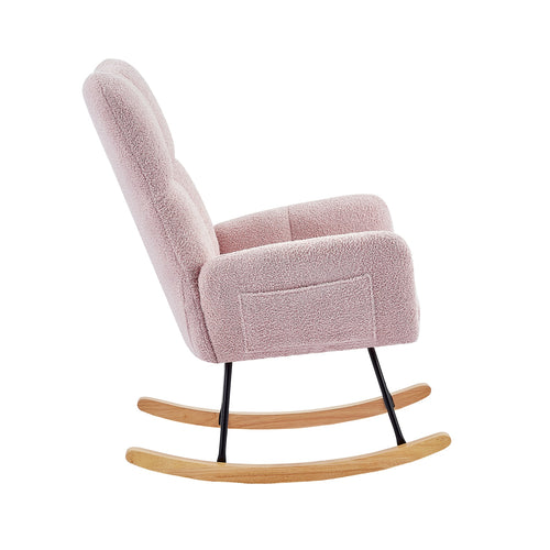 1st Choice Contemporary Luxurious Pink Teddy Fabric Rocking Chair