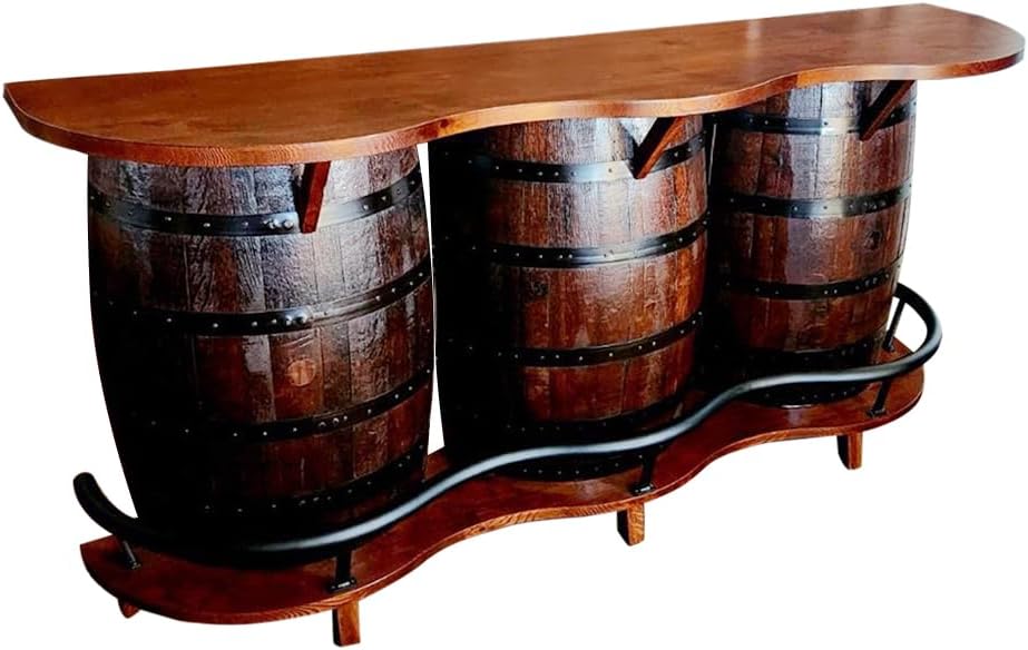 William Sheppee Amish Whiskey Barrel Triple Bar Unrivaled Craftsmanship - 1st Choice Furniture Direct
