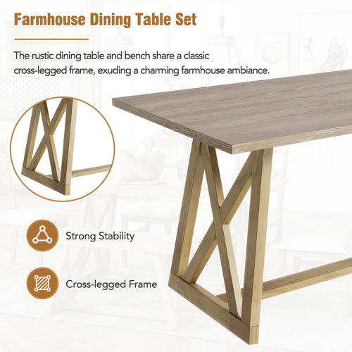 1st Choice Farmhouse dining table set with 4 Upholstered Dining Chairs