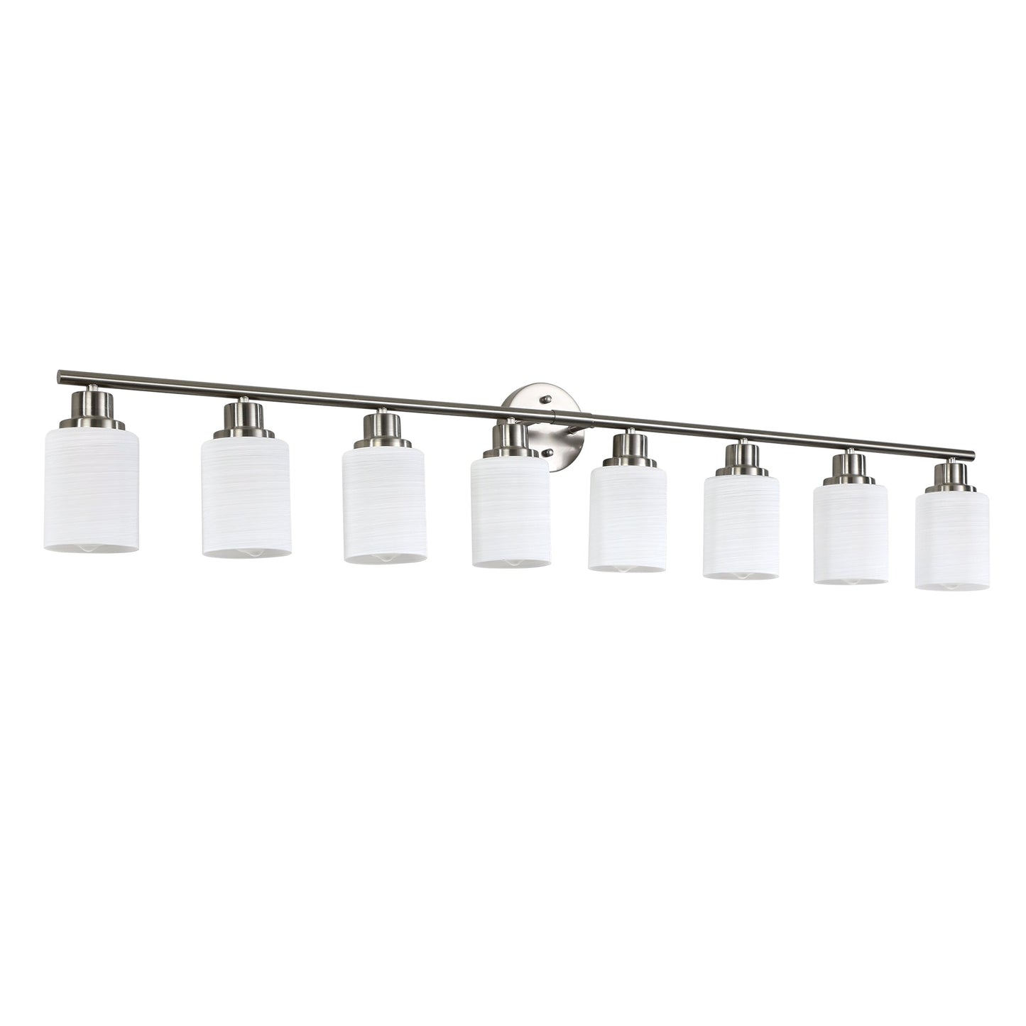 52' Modern 8 - Light Vanity Wall Sconce, Brushed Nickel Finish with Frosted Glass Shades for Bathroom or Hallway Lighting (No Bulbs) - 1st Choice Furniture Direct