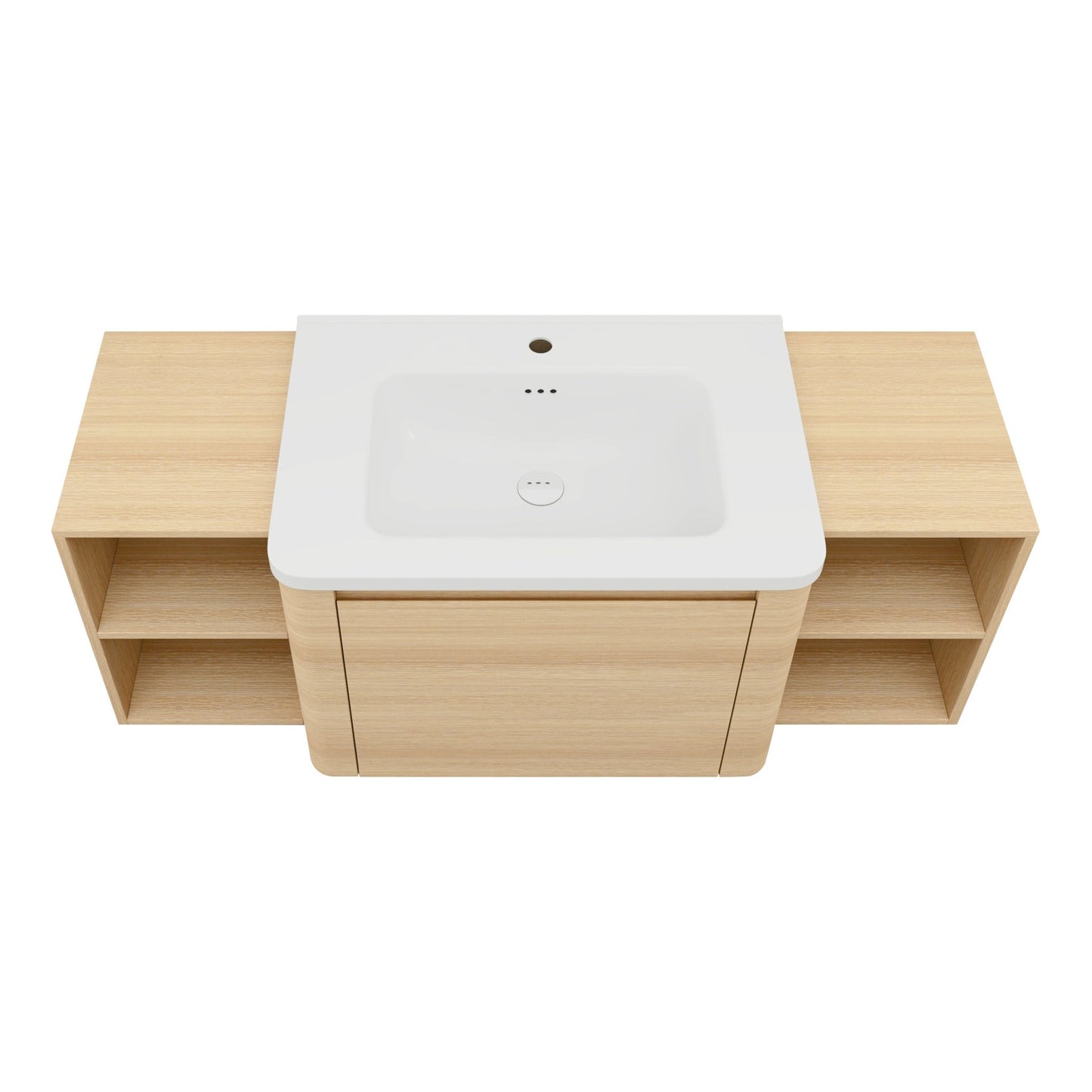 52'' Wall - Mounted Bathroom Vanity with White Ceramic Sink and 2 - Storage Shelves & 1 - Soft - Close Door, KD - Packing, Plywood, American White Oak - 1st Choice Furniture Direct