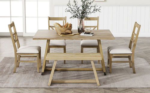 1st Choice Farmhouse dining table set with 4 Upholstered Dining Chairs