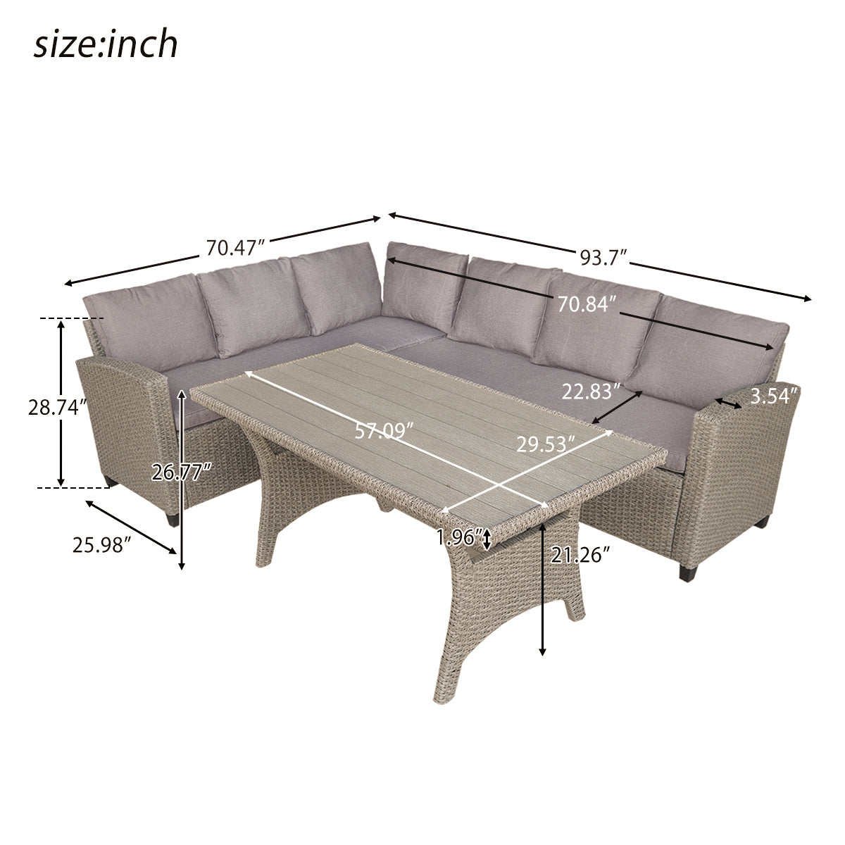 1st Choice Functional All-Weather Sectional Sofa Set with Table & Soft Cushions