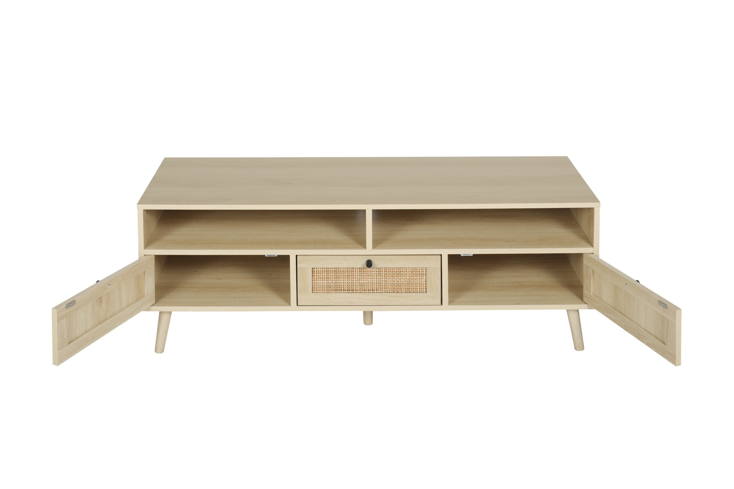 1st Choice Rattan TV Stand Console with Solid Wood Feet in Natural