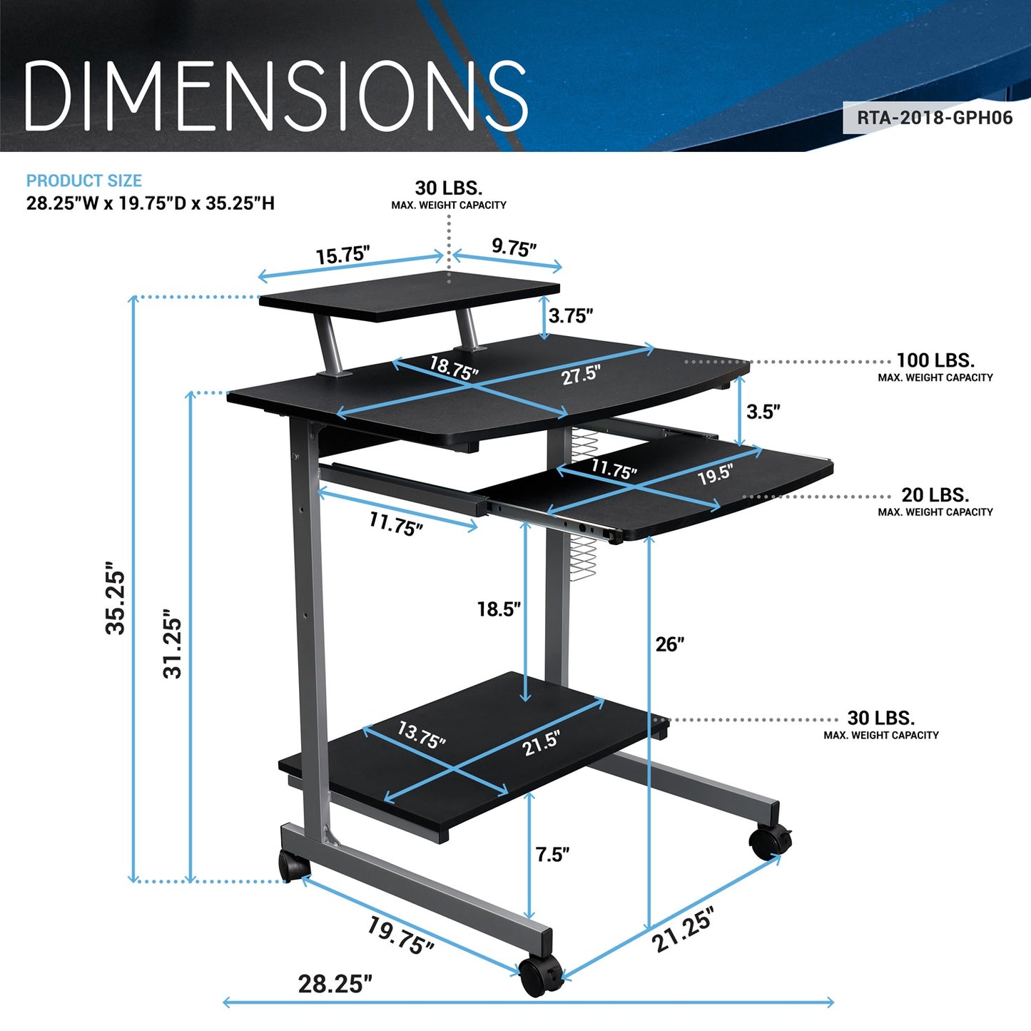 1st Choice Maximize Space & Productivity with Techni Mobili Computer Cart