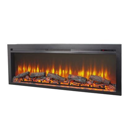 54 inch in wall recessed electric fireplace with remote and multi color flame & emberbed - 1st Choice Furniture Direct