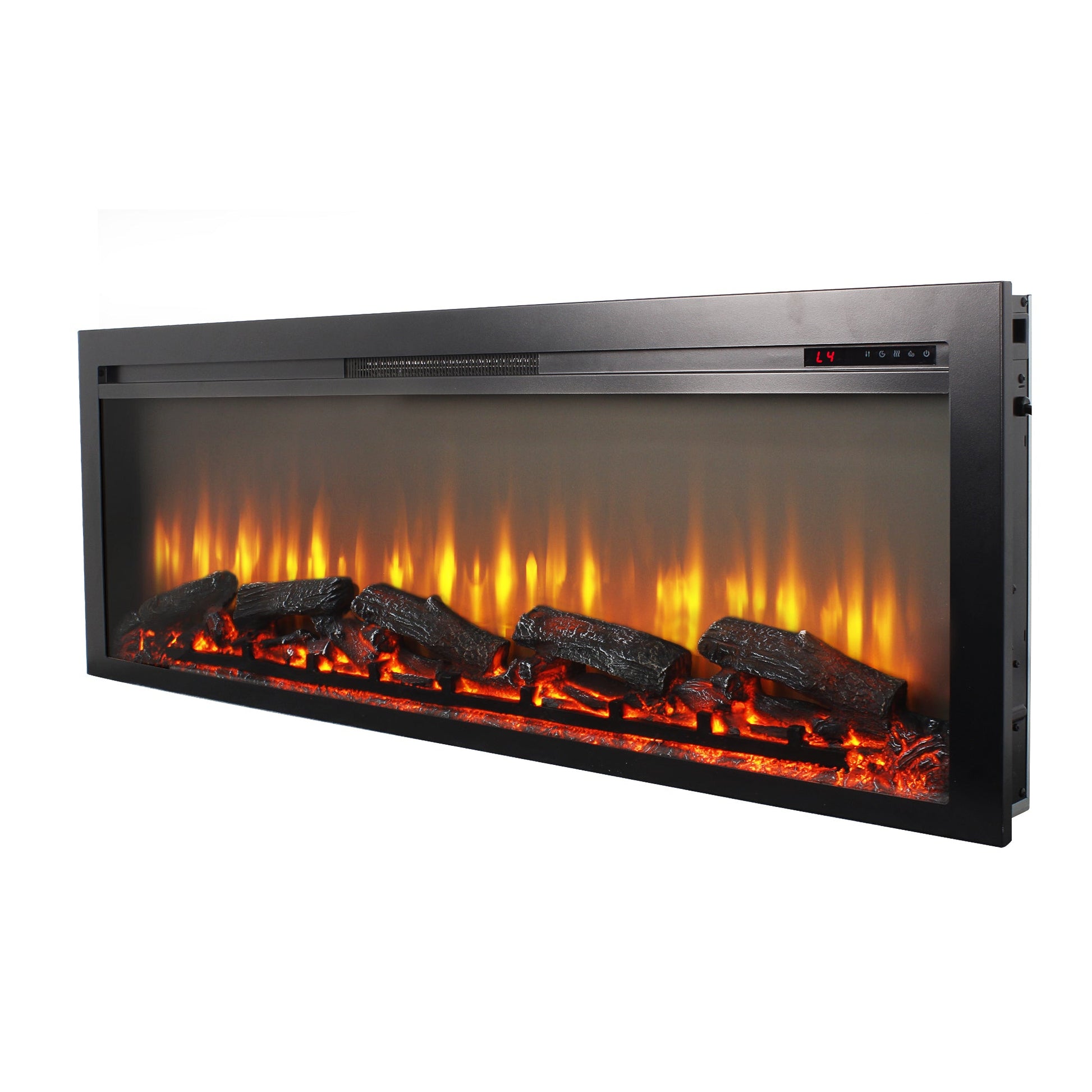 54 inch in wall recessed electric fireplace with remote and multi color flame & emberbed - 1st Choice Furniture Direct