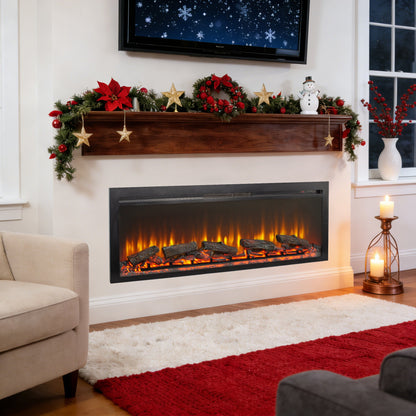 54 inch in wall recessed electric fireplace with remote and multi color flame & emberbed - 1st Choice Furniture Direct