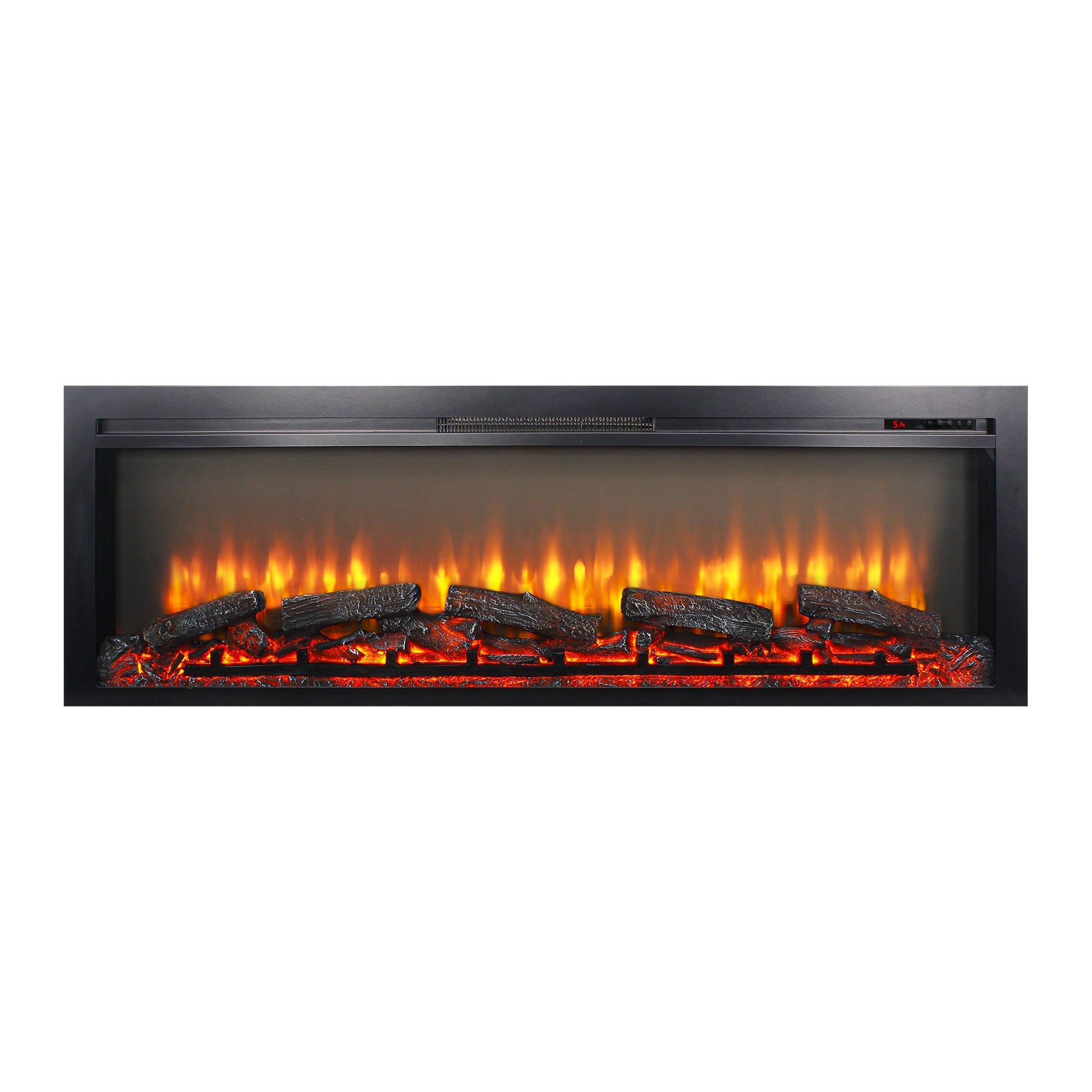 54 inch in wall recessed electric fireplace with remote and multi color flame & emberbed - 1st Choice Furniture Direct