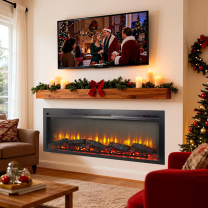 54 inch in wall recessed electric fireplace with remote and multi color flame & emberbed - 1st Choice Furniture Direct