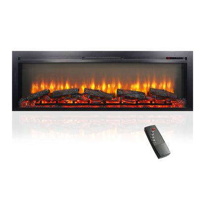 54 inch in wall recessed electric fireplace with remote and multi color flame & emberbed - 1st Choice Furniture Direct