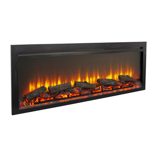 54 inch in wall recessed electric fireplace with remote and multi color flame & emberbed - 1st Choice Furniture Direct