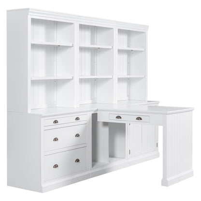 1st Choice Elegant 3-Piece Bookcase and Writing Desk Set in pristine white