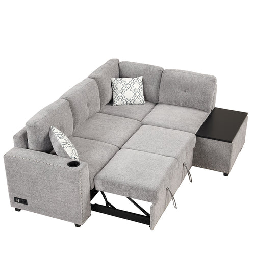 1st Choice Reversible Sectional Pull-Out Sofa Bed L-Shaped Corner Sofa Couch