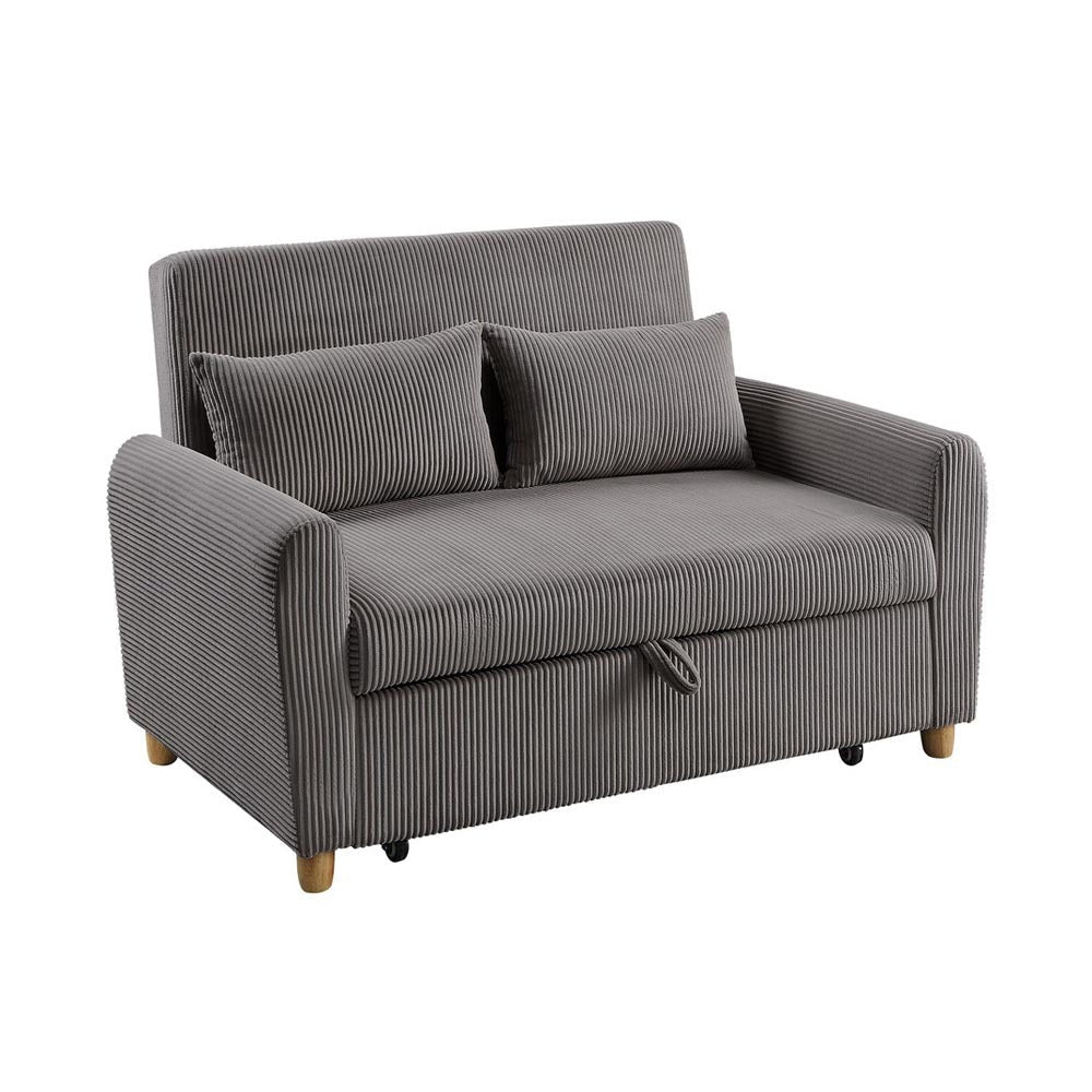 54'W Corduroy Convertible Sleeper Loveseat, Brown - 1st Choice Furniture Direct