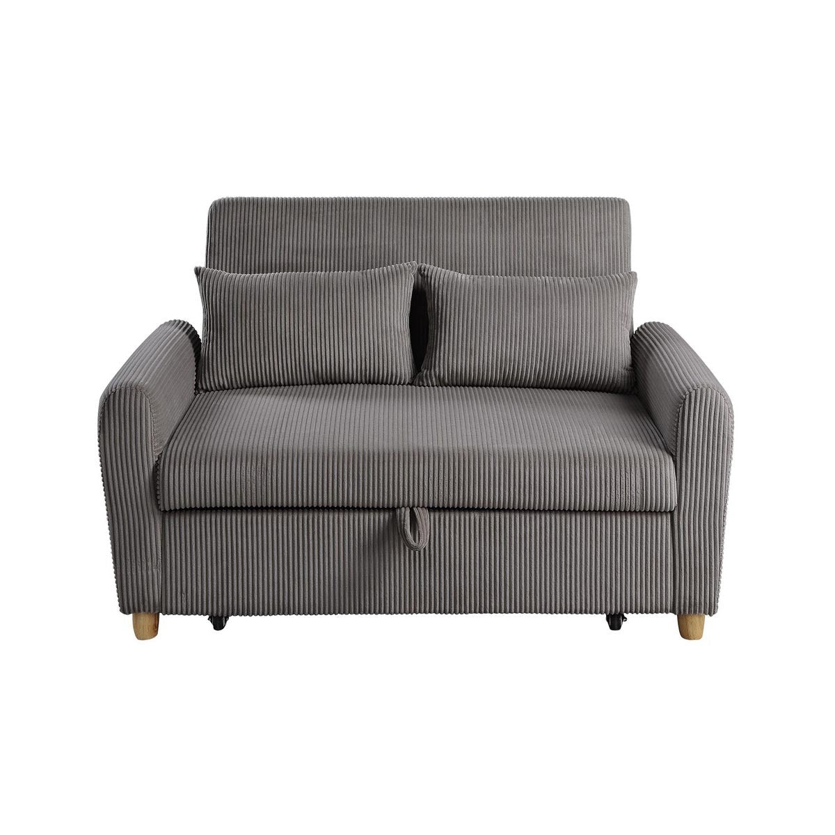 54'W Corduroy Convertible Sleeper Loveseat, Brown - 1st Choice Furniture Direct