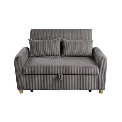 54'W Corduroy Convertible Sleeper Loveseat, Brown - 1st Choice Furniture Direct