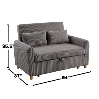 54'W Corduroy Convertible Sleeper Loveseat, Brown - 1st Choice Furniture Direct