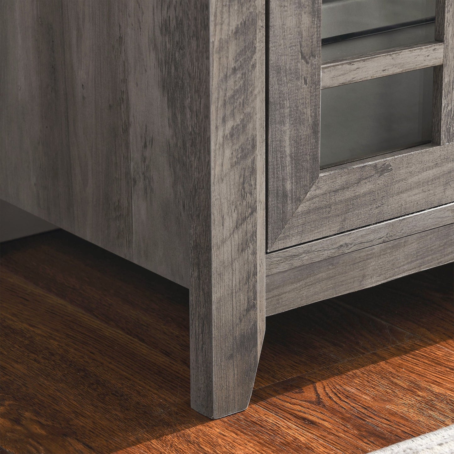 55 inch TV Media Stand with Electric Fireplace KD Inserts Heater,Gray Wash Color - 1st Choice Furniture Direct