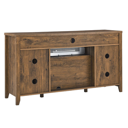 55 inch TV Media Stand with Electric Fireplace KD Inserts Heater,Reclaimed Barnwood Color - 1st Choice Furniture Direct