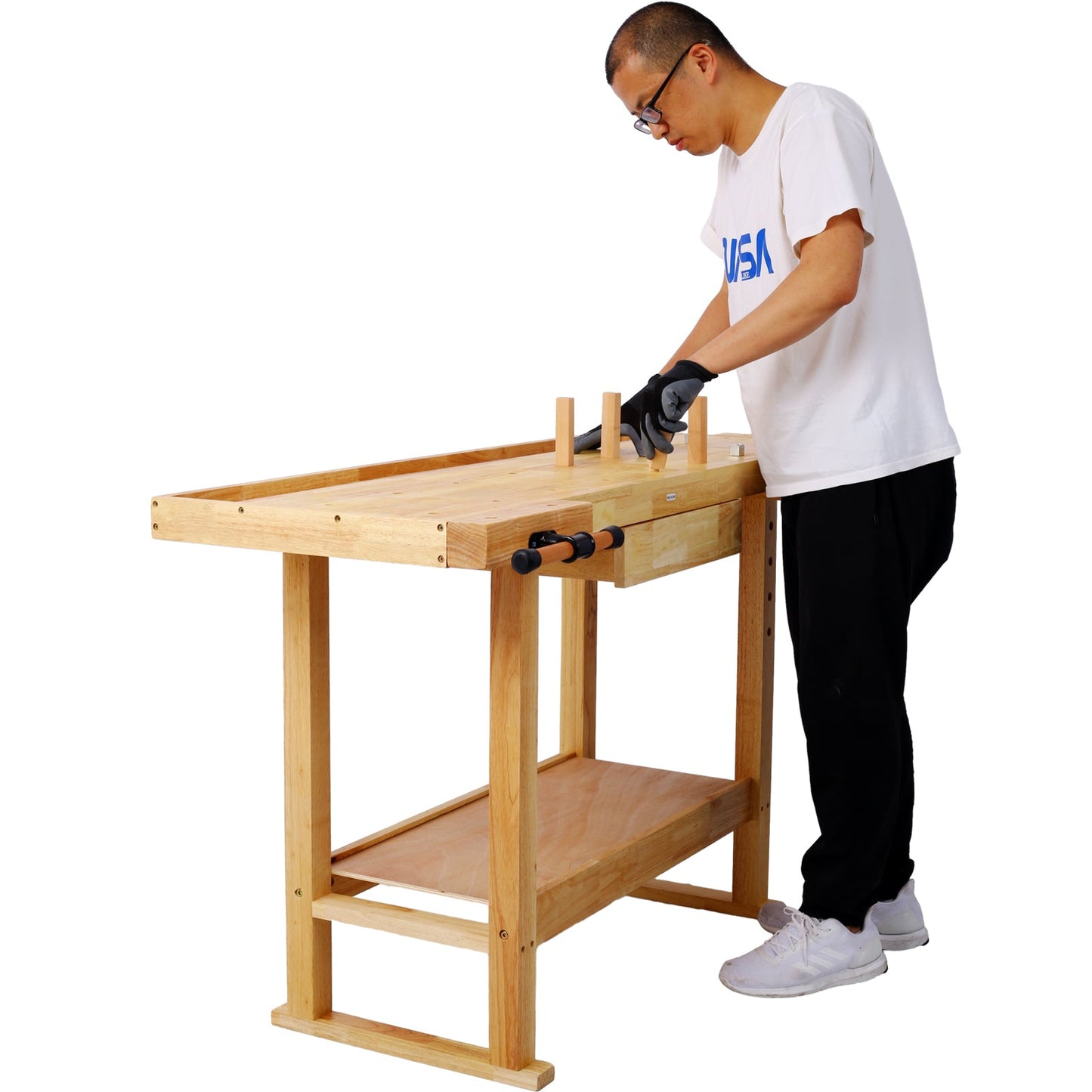 55 - Inch Wood Workbench - Wooden Workbench for Garage Workshop and Home - 1st Choice Furniture Direct