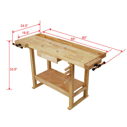 55 - Inch Wood Workbench - Wooden Workbench for Garage Workshop and Home, with Bar Clamps Set 16 inch x 4 - 3/4 inch Throat,Pack of 2 - 1st Choice Furniture Direct