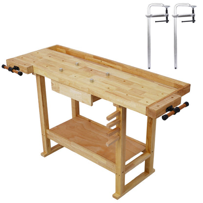 55 - Inch Wood Workbench - Wooden Workbench for Garage Workshop and Home, with Bar Clamps Set 16 inch x 4 - 3/4 inch Throat,Pack of 2 - 1st Choice Furniture Direct