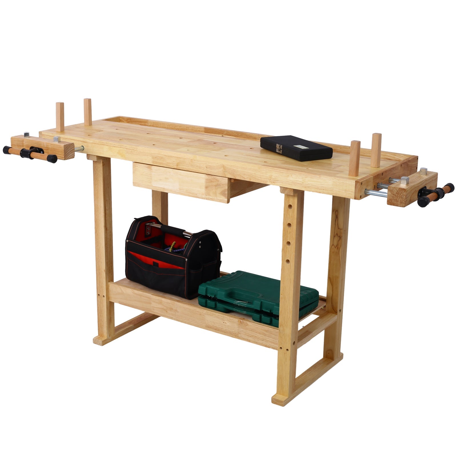 55 - Inch Wood Workbench - Wooden Workbench for Garage Workshop and Home, with Bar Clamps Set 16 inch x 4 - 3/4 inch Throat,Pack of 2 - 1st Choice Furniture Direct