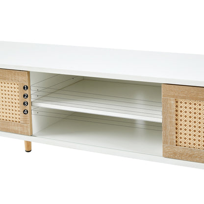 1st Choice 55.12" Rattan TV cabinet with Double Sliding Doors Storage