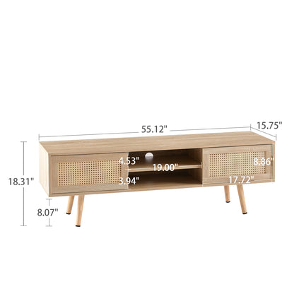 1st Choice 55.12" Rattan TV Cabinet Storage with Double Sliding Doors