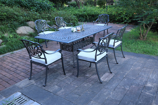 Rectangular 6 - Person 84.25' Long Dining Set with Cushions