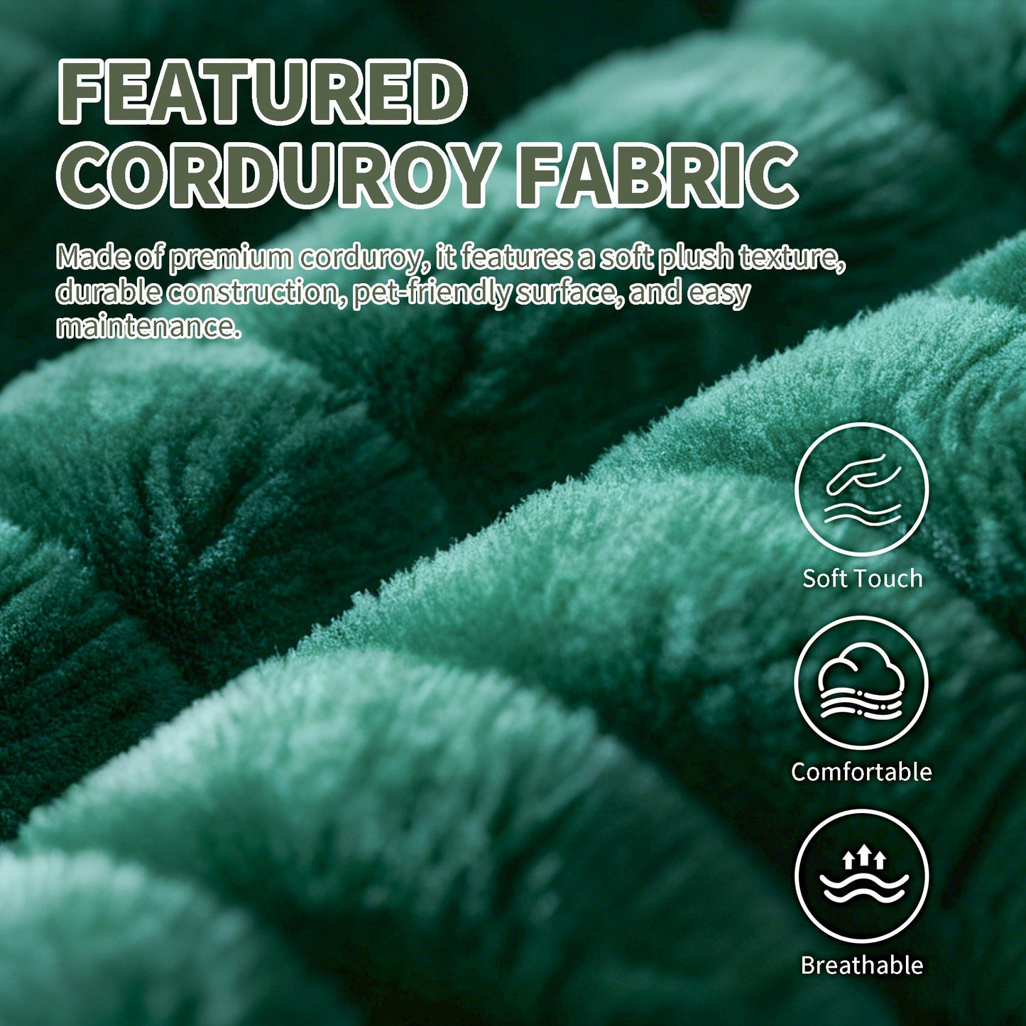 57' Modern 2 - Seater Corduroy Sofa With Removable Backrest & Seat Cushions,Padded Armrests,High Rebound Sponge Filled with Solid Wood and Composite Frame,Easy Assembly For Living Room,Bedroom,Office. - 1st Choice Furniture Direct