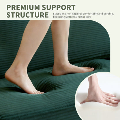 57' Modern 2 - Seater Corduroy Sofa With Removable Backrest & Seat Cushions,Padded Armrests,High Rebound Sponge Filled with Solid Wood and Composite Frame,Easy Assembly For Living Room,Bedroom,Office. - 1st Choice Furniture Direct