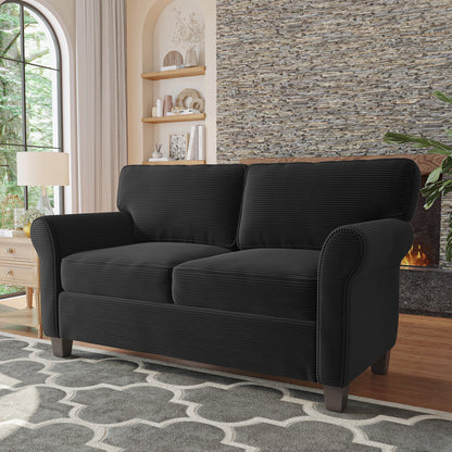 57' Modern 2 - Seater Corduroy Sofa With Removable Backrest & Seat Cushions,Padded Armrests,High Rebound Sponge Filled with Solid Wood and Composite Frame,Easy Assembly For Living Room,Bedroom,Office. - 1st Choice Furniture Direct