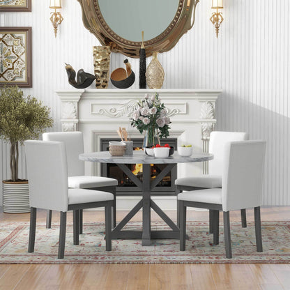 1st Choice 5-Piece Style Dining Table Set with 4 Upholstered Chairs