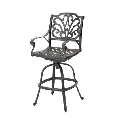 1st Choice Modern Cast Aluminium Swivel Outdoor Bar Stool in Copper