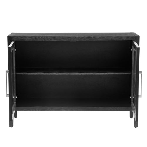 1st Choice Wood Storage Cabinet with Two Tempered Glass Doors in Black