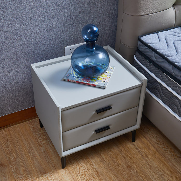 Enhance Your Space with Our 1st Choice Beige PU Leather Nightstand