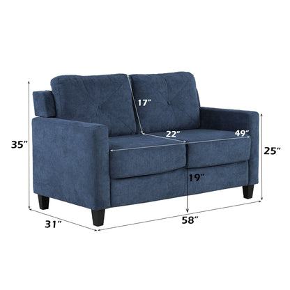 58'W Navy Chenille Loveseat - 1st Choice Furniture Direct