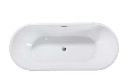 59' Acrylic Freestanding Bathtub, Stand Alone Soaking Tub, Glossy Black Acrylic, Toe - tap Chrome Drain, cUPC Certified - 1st Choice Furniture Direct