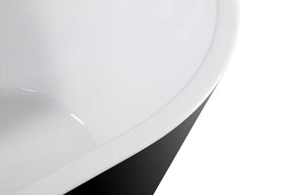 59' Acrylic Freestanding Bathtub, Stand Alone Soaking Tub, Glossy Black Acrylic, Toe - tap Chrome Drain, cUPC Certified - 1st Choice Furniture Direct