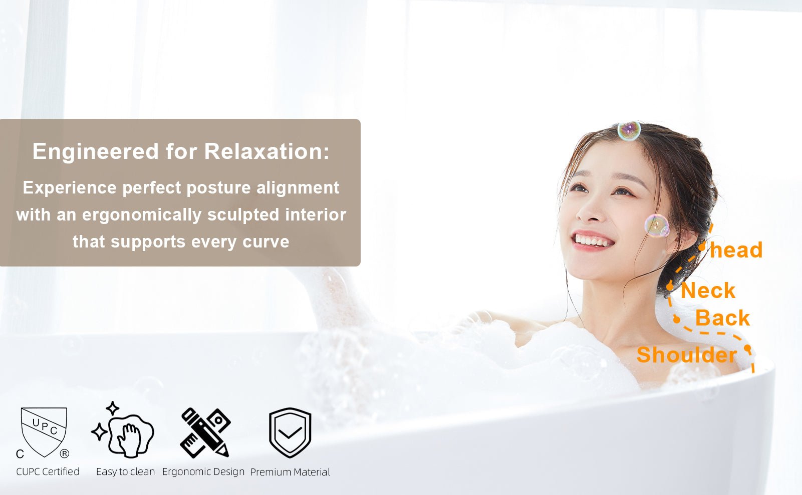 59' Acrylic Freestanding Bathtub, Stand Alone Soaking Tub, Glossy Black Acrylic, Toe - tap Chrome Drain, cUPC Certified - 1st Choice Furniture Direct