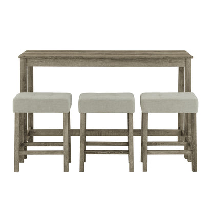 59” Bar Table Set with Power Outlet | 4 - Piece Dining Table with 3 Upholstered Stools - 1st Choice Furniture Direct