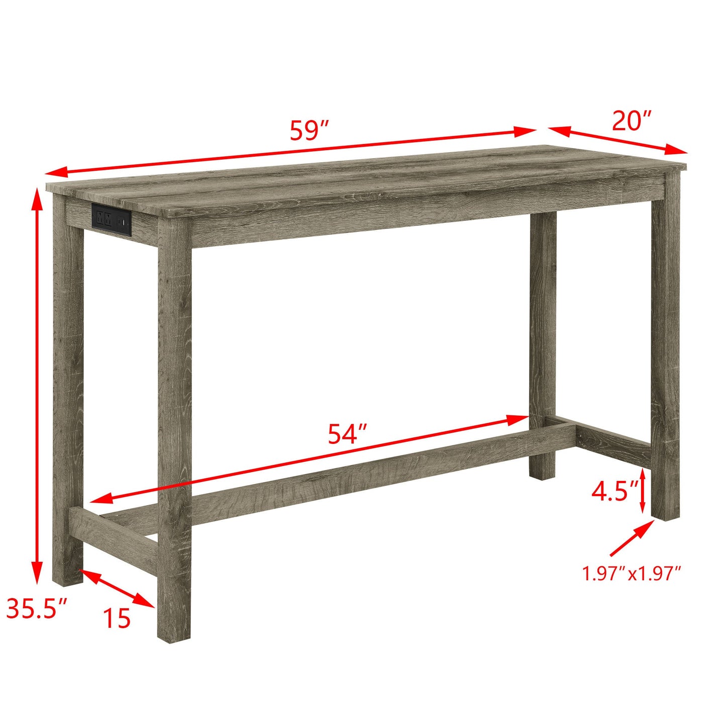59” Bar Table Set with Power Outlet | 4 - Piece Dining Table with 3 Upholstered Stools - 1st Choice Furniture Direct
