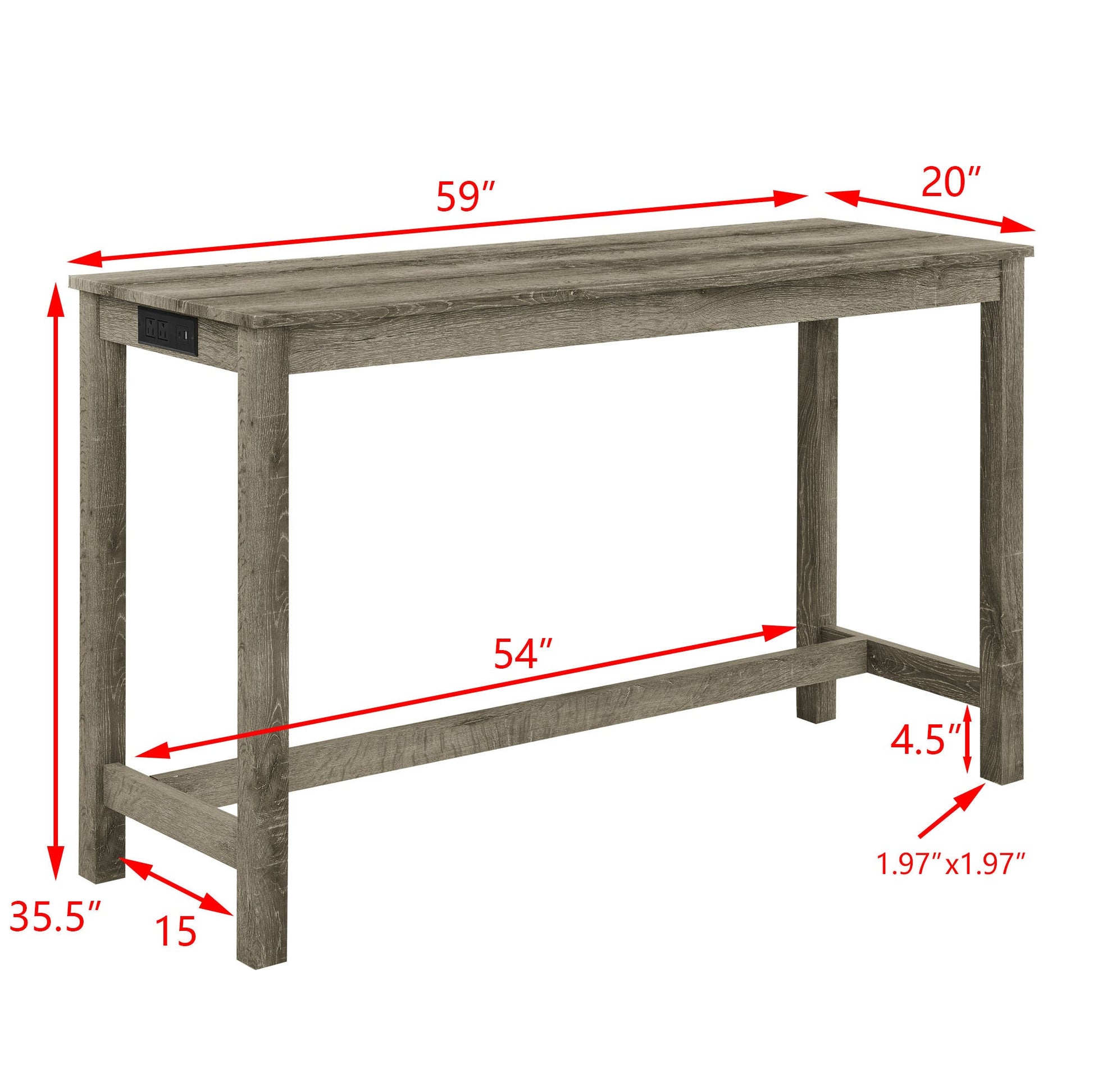 59” Bar Table Set with Power Outlet | 4 - Piece Dining Table with 3 Upholstered Stools - 1st Choice Furniture Direct