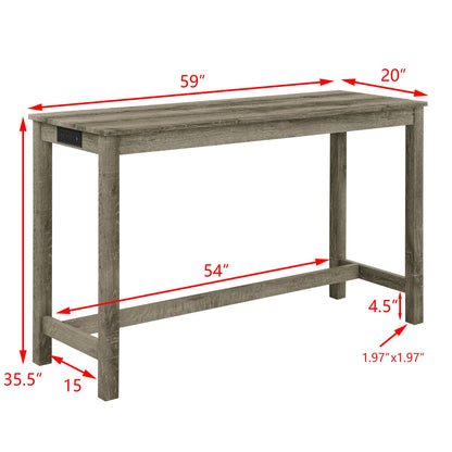 59” Bar Table Set with Power Outlet | 4 - Piece Dining Table with 3 Upholstered Stools - 1st Choice Furniture Direct
