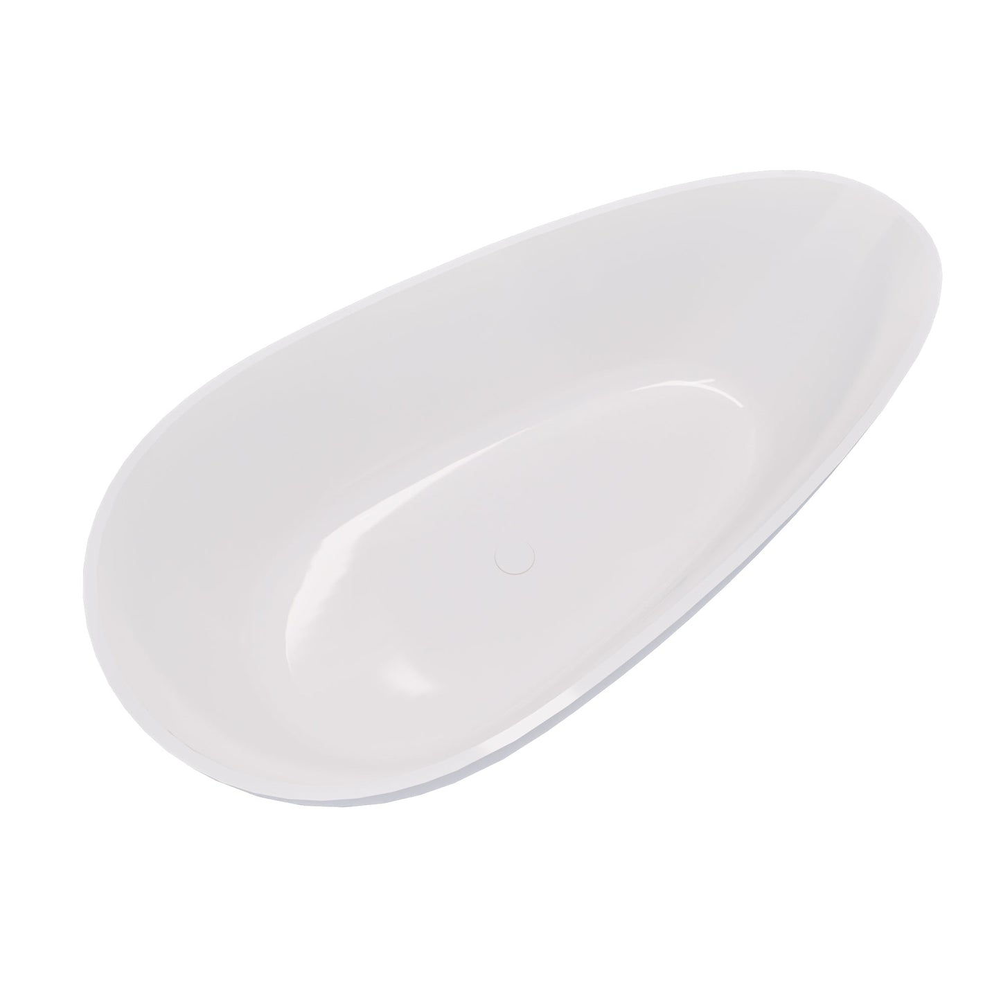 59' Freestanding Solid Surface Bathtub, Luxury Handcrafted Stone Resin Freestanding Soaking Bathtub with Overflow and Pop - up Drain, Glossy White 24S02 - 59GW - 1st Choice Furniture Direct