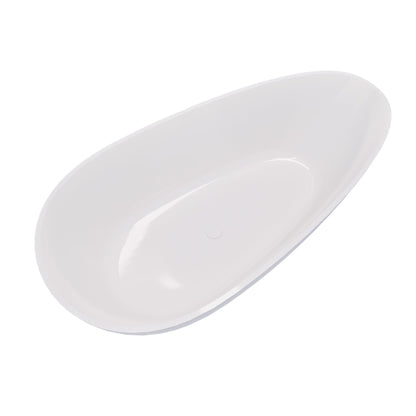 59' Freestanding Solid Surface Bathtub, Luxury Handcrafted Stone Resin Freestanding Soaking Bathtub with Overflow and Pop - up Drain, Glossy White 24S02 - 59GW - 1st Choice Furniture Direct